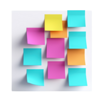 A colorful arrangement of sticky notes in various sizes and hues, showcasing creativity and organization. png