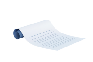 A curled piece of paper with handwritten lines, showcasing a simple design and emphasizing the texture of the paper. png