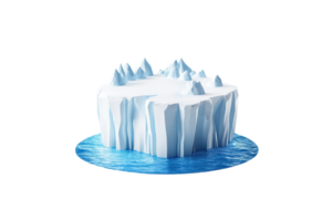 A large, rugged iceberg with sharp peaks rises from a vibrant blue sea, showcasing its icy texture and striking features. png