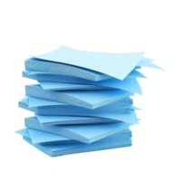 A stack of blue paper sheets with textured edges, arranged neatly. png