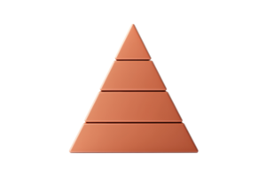 A geometric pyramid consisting of four stacked layers, showcasing a smooth surface and a warm, earthy color. png