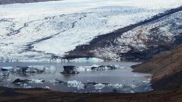 Expansive Icelandic Glacier with Icebergs in Lagoon video