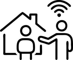 Family interacting with smart home system candid shot with copy space vector