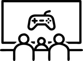 Family playing games on a large TV candid shot with copy space vector