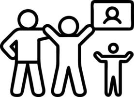 Family using smart mirrors for fitness tracking plain blue background with copy space vector