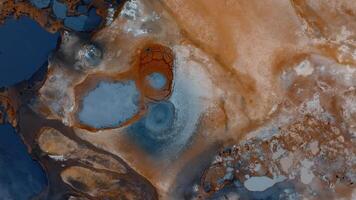 Aerial View of Iceland's Geothermal Landscape with Mud Pools video