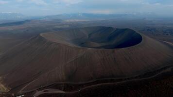 Hverfjall Crater with Rugged Terrain and Distant Mountains in Iceland video