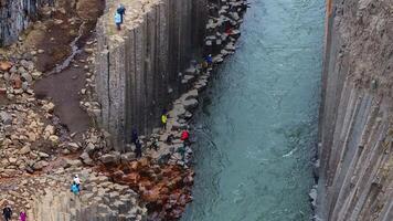 Basalt Columns and Turquoise River at Studlagil Canyon, Iceland video