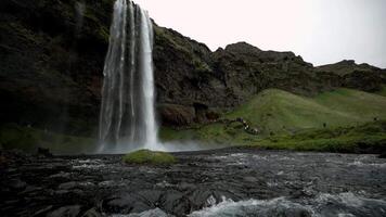 Seljalandsfoss Waterfall Cascading from Cliff in Iceland video