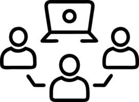 Diverse professionals engaging in digital brainstorming with plain background and copy space vector