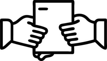 Close up of Hands Passing a Project Binder vector