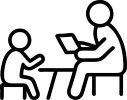Candid shot of a grandparent helping a child with homework vector