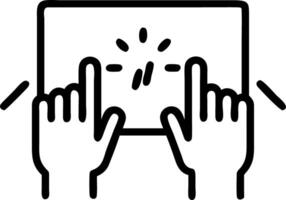 Close up of hands tapping on a futuristic tablet glowing light with copy space vector