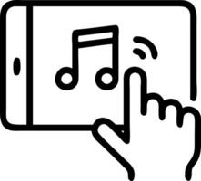 Close up of family fingers selecting music on a digital playlist soft light copy space vector