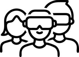 Close up of family enjoying an augmented reality AR weekend escape with glowing headsets vector