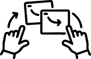 Close up of Hands Passing a Tablet with Digital Sketches vector