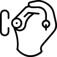 Close up of caregiver adjusting a hearing aid vector