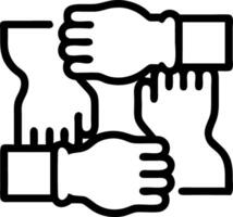Close up of Hands Joining in a Team Huddle vector