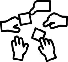 Close up of diverse hands arranging colorful sticky notes on a digital whiteboard during a reality based brainstorming session with macro focus and copy space vector