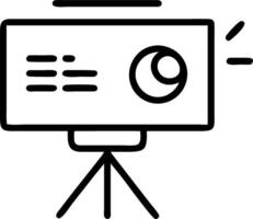 Close up of a futuristic projector displaying a business presentation glowing background with copy space vector