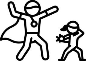 Children acting as superheroes playing in a sunny park with a macro close up and copy space vector