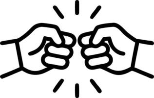 Close up of Hands Fist Bumping Over a Finished Project vector