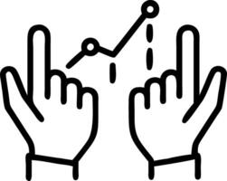 Close up of hands navigating a futuristic financial graph glowing light with copy space vector