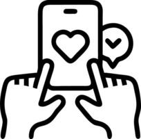Close up of Hands Sending a Heart Emoji via Smartphone vector