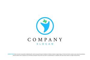 circle plus or hospital abstract human icon circle logo vector