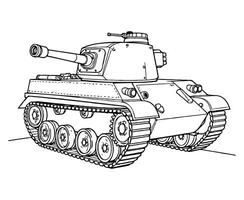 Tank, outline coloring page for kid vector