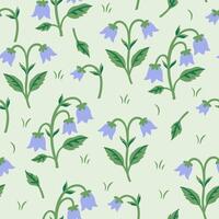 Simple seamless pattern of blue bells. graphics. vector