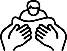 Abstract hands wrapping a warm blanket around an elderly person vector