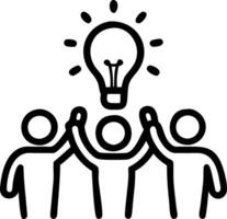 Abstract Team Members Holding Lightbulbs Symbolizing Ideas vector