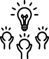 Abstract Hands Reaching for Digital Lightbulbs vector