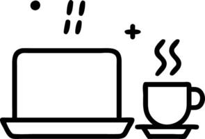 Abstract Bokeh Lights with Laptop and Coffee for Remote Work vector