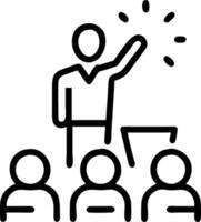 Bokeh image of a boss giving a speech at a company event vector