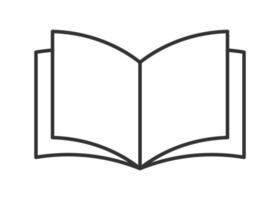 Open book catalog lineart icon symbol shape. Instruction manual reading logo sign. Diary text study page. illustration image. Isolated on white background. vector