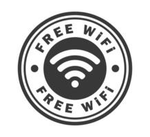 Free Wifi access signal icon wireless symbol connection black circle stamp. Web network connect logo sign. illustration image. Isolated on white background. vector