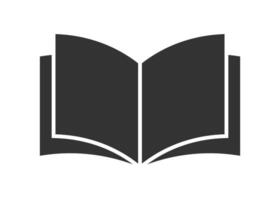 black flat style Open book catalog icon symbol shape. Instruction manual reading logo sign. Diary text study page. illustration image. Isolated on white background. vector