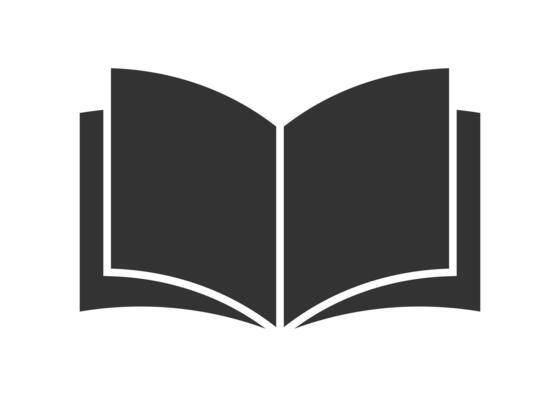 black flat style Open book catalog icon symbol shape. Instruction manual reading logo sign. Diary text study page. illustration image. Isolated on white background.