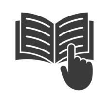 Black Open book catalog icon symbol shape. Instruction manual reading logo sign. Diary text study page. illustration image. Isolated on white background. vector