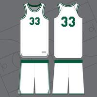 basketball jersey mockup template with number in white and green vector