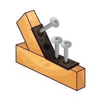 illustration of three bolts will be embedded in the wood vector