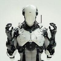 robotic human droid. futuristic ammour. robot. technology in future. photo