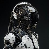 robotic human droid. futuristic ammour. robot. technology in future. photo