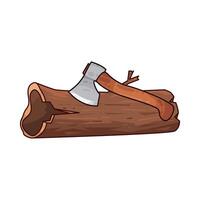 chop wood using an axe illustration vector
