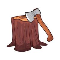 chop wood using an axe vector