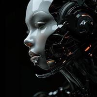 robotic human droid. futuristic ammour. robot. technology in future. photo
