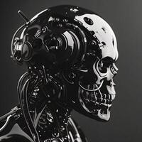 robotic human droid. futuristic ammour. robot. technology in future. photo