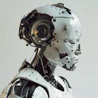 robotic human droid. futuristic ammour. robot. technology in future. photo